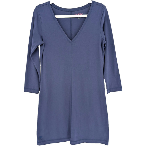 Lilly Pulitzer Juliet Navy Pima Cotton V Neck Preppy Coastal Mini Dress Medium - Picture 3 of 10